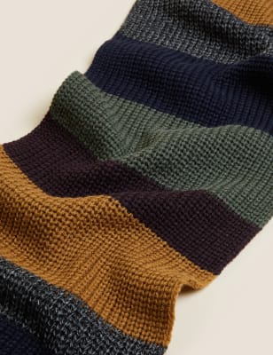 

Mens M&S Collection Striped Knitted Scarf - Khaki Mix, Khaki Mix