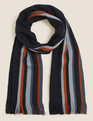 M&S Mens Knitted Striped Scarf