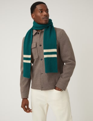 

Mens M&S Collection Striped Knitted Scarf - Green Mix, Green Mix