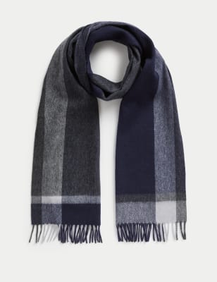 

Mens Autograph Merino Wool Scarf - Navy Mix, Navy Mix