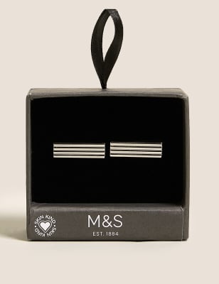 

Mens M&S Collection Linear Bar Cufflinks - Silver, Silver