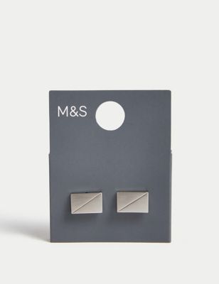 M&S Mens Metal Cufflinks - Silver, Silver,Gunmetal