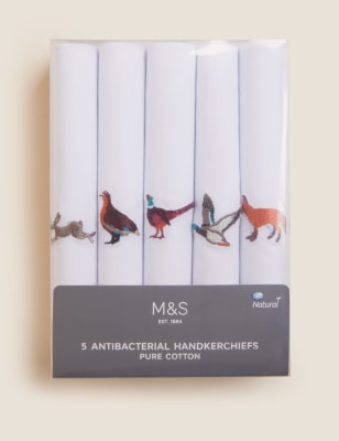 

Mens M&S Collection 5pk Antibacterial Pure Cotton Handkerchiefs - White, White