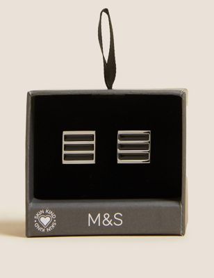 Mens M&S Collection Square Cufflinks - Black Mix