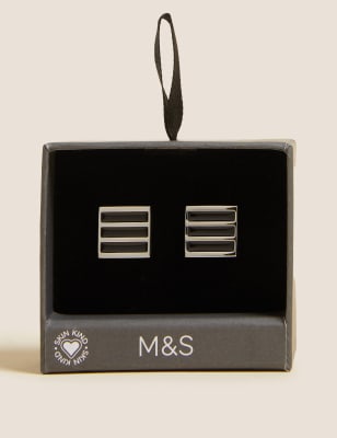 Mens M&S Collection Square Cufflinks - Black Mix