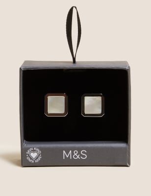 

M&S Collection Gemelos de madreperlaMens - Mezcla De Tonos Plateados, Mezcla De Tonos Plateados