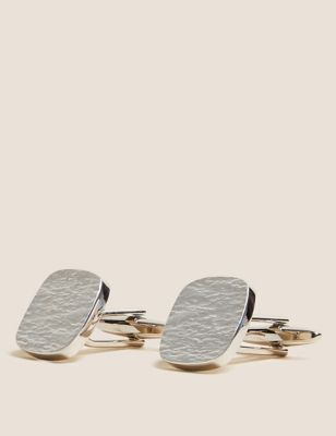 Mens M&S Collection Textured Cufflinks - Silver Mix, Silver Mix