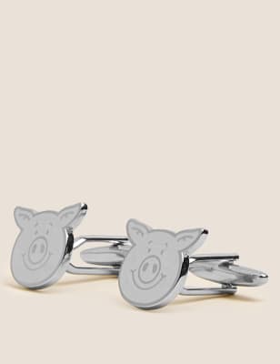 

Mens Percy Pig™ Cufflinks - Silver, Silver