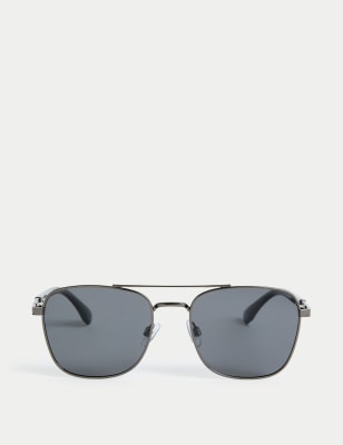 M&S Men's Navigator Polarised Sunglasses - Gunmetal, Gunmetal,Gold