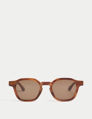 M&S Mens Round Sunglasses - Brown, Brown,Yellow Mix,Green