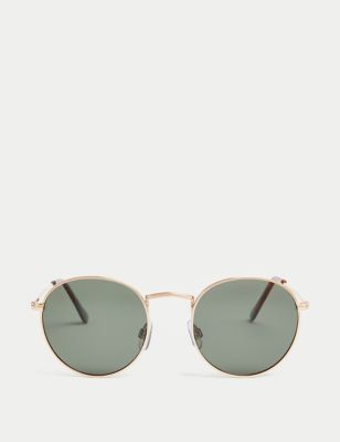 Metal Round Polarised Sunglasses - BN