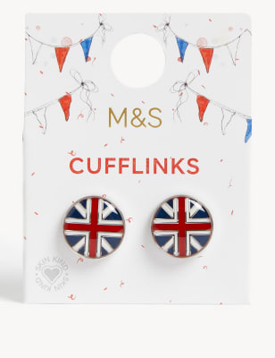 

Mens M&S Collection Men's Union Jack Cufflinks - Silver Mix, Silver Mix