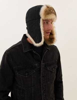 

Mens M&S Collection Faux Fur Trapper Hat with Thermowarmth™ - Black, Black