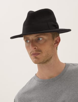 

Mens M&S Collection Pure Wool Fedora Hat with Stormwear™ - Charcoal, Charcoal