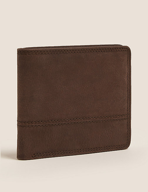 Marks And Spencer Mens M&S Collection Leather Bi-Fold Cardsafe Wallet - Brown, Brown
