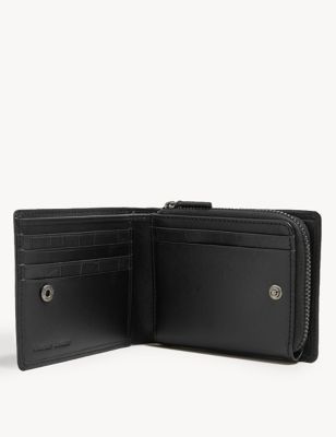 

Mens Autograph Leather Zip Bi-Fold Cardsafe™ Wallet - Black, Black