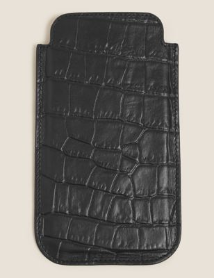 

Mens M&S Collection Mock Croc Leather iPhone 12 Case - Black, Black