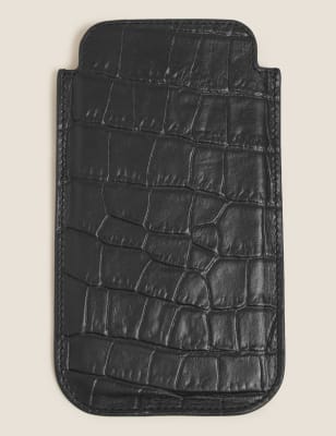 

Mens M&S Collection Mock Croc Leather iPhone 12 Case - Black, Black