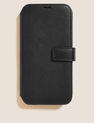 

Mens M&S Collection iPhone 12 Hülle aus Leder - Black, Black