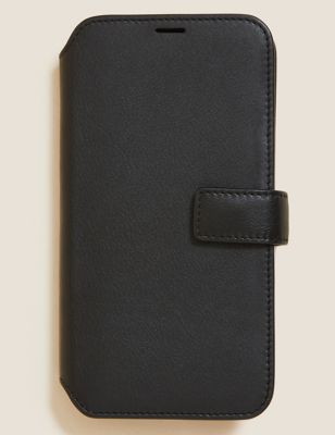 

Mens M&S Collection Leather Flip iPhone 11 Case - Black, Black