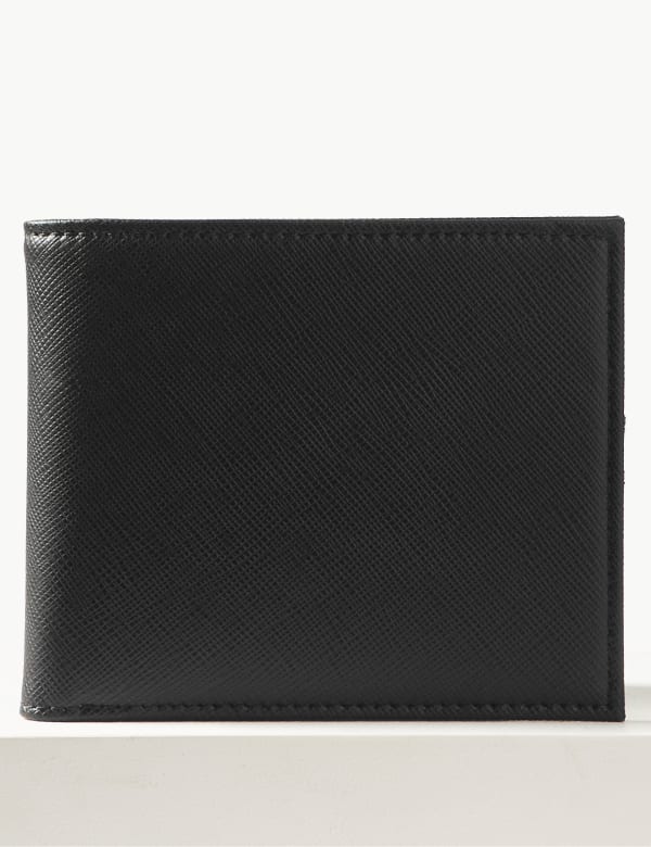 Mens Wallets M S - faux leather bi fold wallet with cardsafe