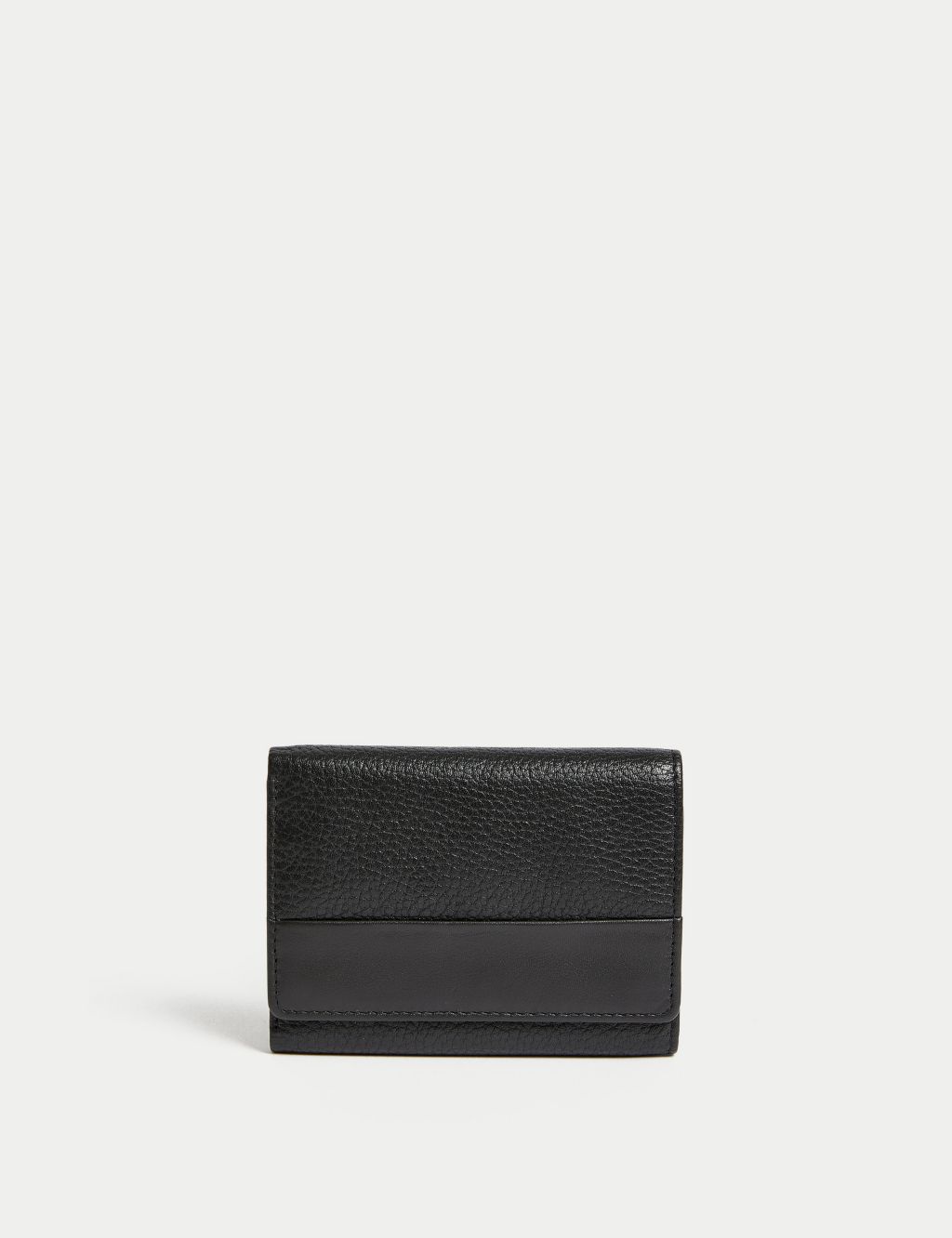 Black floral leather minimalist keychain card wallet