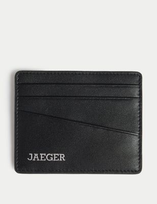 Jaeger Mens Leather Cardsafe Card Holder - Black, Black