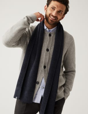 

Mens M&S Collection Knitted Textured Scarf - Navy Mix, Navy Mix