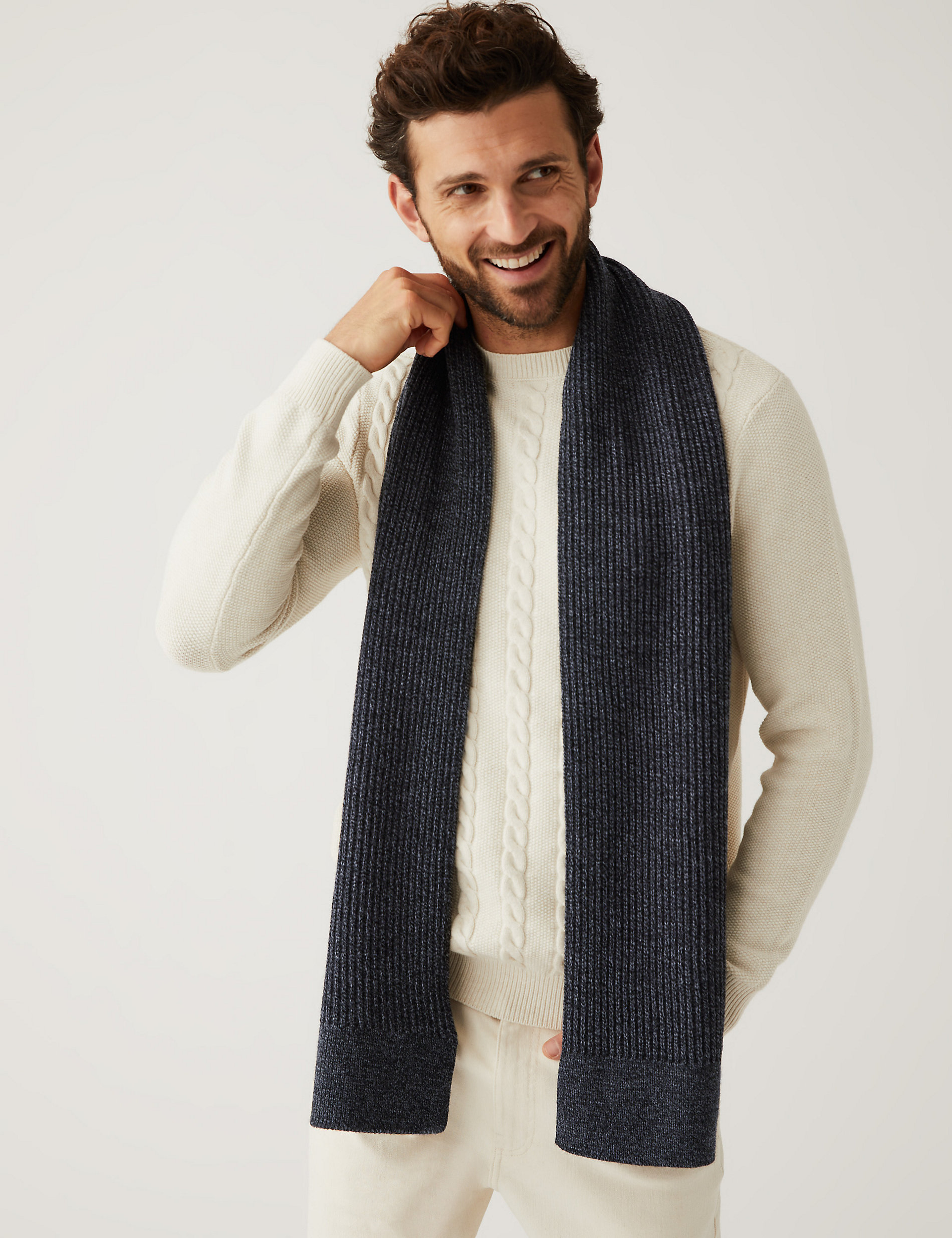 Marks & Spencer Men Accessories Scarves Knitted Textured Scarf 