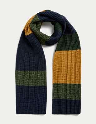 

Mens M&S Collection Colour Block Knitted Scarf - Khaki Mix, Khaki Mix