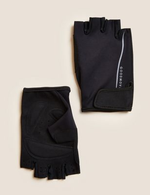 

Mens GOODMOVE Sports Reflective Fingerless Gloves - Black, Black