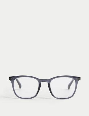 M&S Men's Circular Reading Glasses - 1.5 - Dark Grey, Dark Grey,Black,Brown Mix,Clear