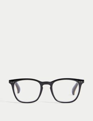 M&S Mens Circular Reading Glasses - 1.5 - Black, Black,Brown Mix,Clear