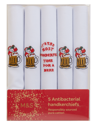 

Mens M&S Collection 5pk Antibacterial Pure Cotton Handkerchiefs - White Mix, White Mix