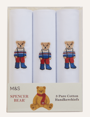 

M&S Collection Pack de 3 pañuelos 100% algodón del oso SpencerMens - White Mix, White Mix
