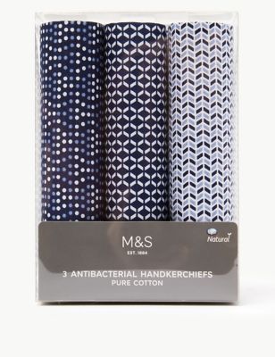 

Mens M&S Collection 3 Pack Cotton Printed Handkerchiefs - Navy Mix, Navy Mix