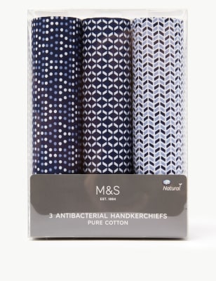 

M&S Collection Pack de 3 pañuelos de algodón estampadosMens - Navy Mix, Navy Mix