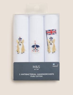 

Mens M&S Collection 3pk Antibacterial Pure Cotton Handkerchiefs - White Mix, White Mix