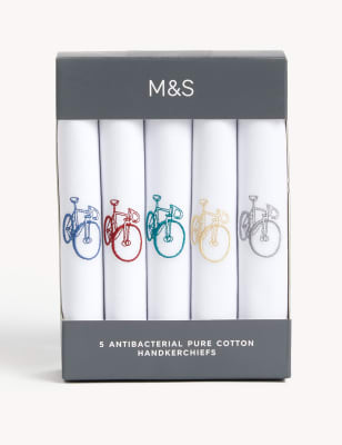 

Mens M&S Collection 5er-Pack antibakterielle Taschentücher aus reiner Baumwolle - White Mix, White Mix