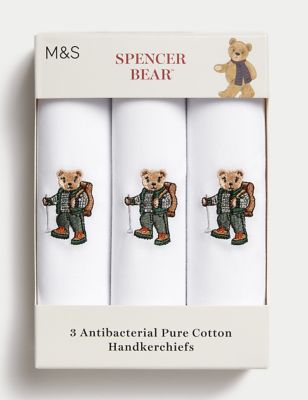 

Mens M&S Collection 3pk Antibacterial Pure Cotton Handkerchiefs - White Mix, White Mix