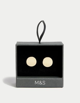 M&S Mens Gold Plated Circle Cufflinks, Gold