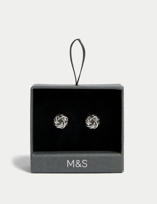 M&S Mens Knot Cufflinks - Silver, Silver