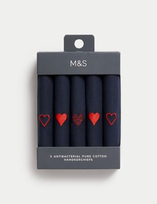 

Mens M&S Collection 5pk Antibacterial Pure Cotton Handkerchiefs - Navy Mix, Navy Mix