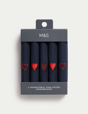 

Mens M&S Collection 5er-Pack antibakterielle Taschentücher aus reiner Baumwolle - Navy Mix, Navy Mix