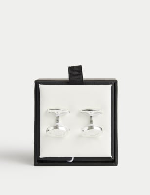 Jaeger Mens Silver Plated Cufflinks, Silver