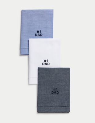 3pk Pure Cotton #1 Dad Handkerchiefs