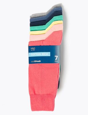 7 Pack Cool & Fresh™ Cotton Assorted Socks | M&S Collection | M&S