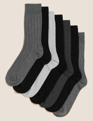 

Mens M&S Collection 7pk Cool & Fresh™ Assorted Socks - Grey Mix, Grey Mix