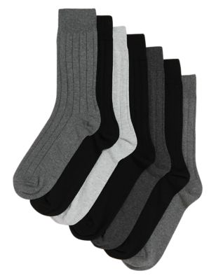 

Mens M&S Collection 7pk Cool & Fresh™ Assorted Socks - Grey Mix, Grey Mix