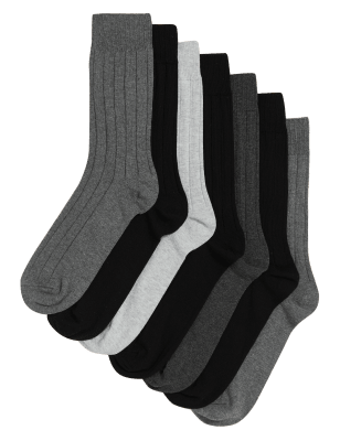 

Mens M&S Collection 7pk Cool & Fresh™ Assorted Socks - Grey Mix, Grey Mix